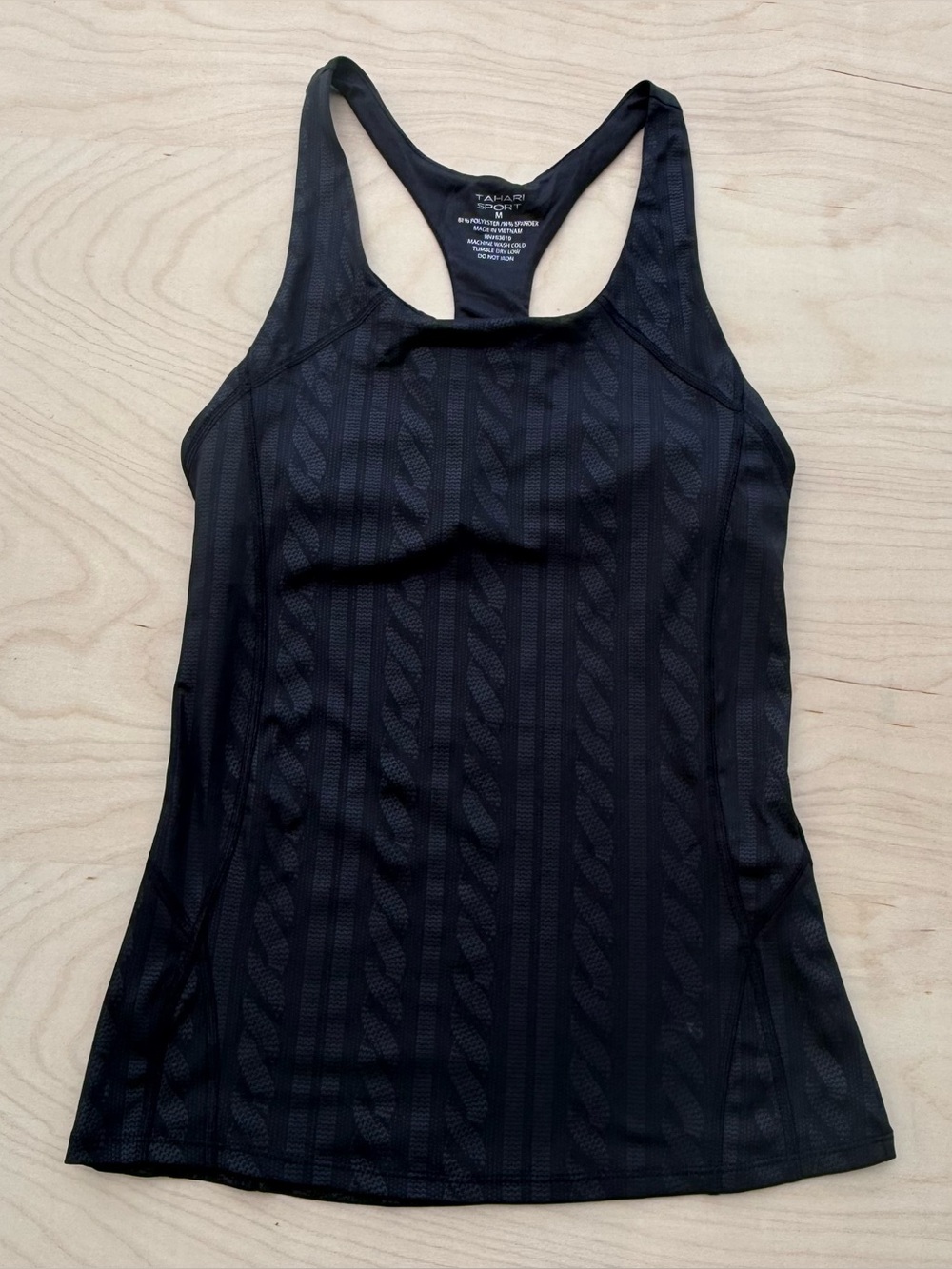 Tahari Sport Black Textured Racerback Athletic Activewear Workout Tank size M